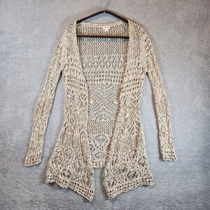 Mossimo Supply Co. Open-Knit Crochet Cardigan in Beige